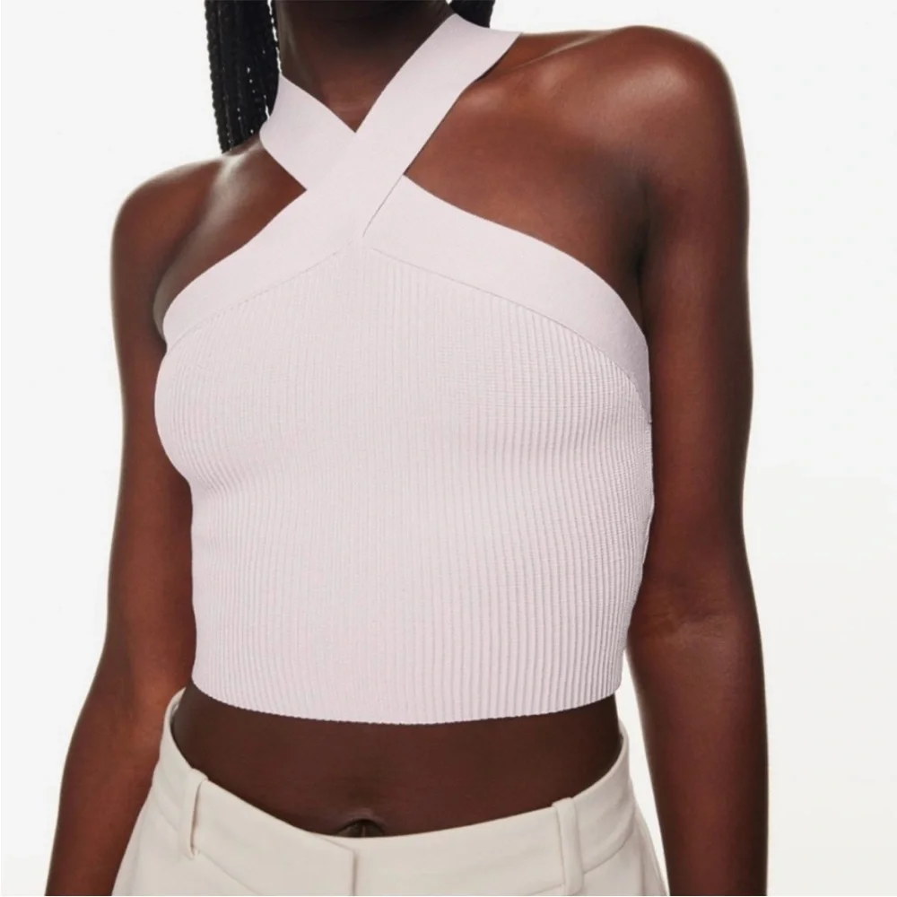 Aritzia BABATON- Small- Sculpt Knit Criss Cross Tank - Light Blue - Picture 4 of 6